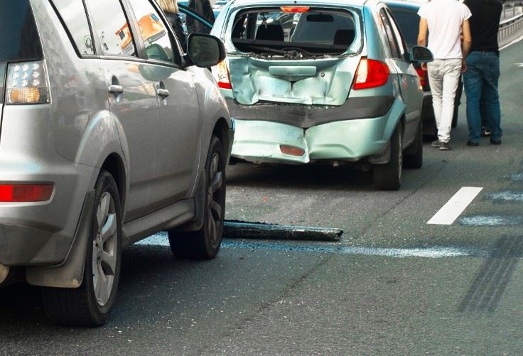 car that was rear-ended on the highway